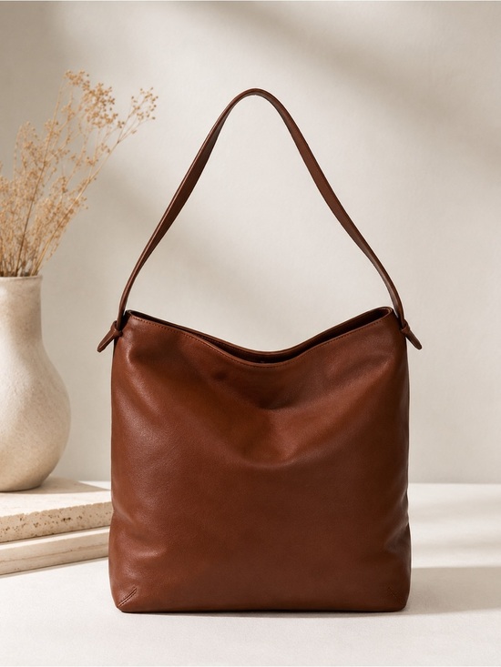 Ann Taylor Handbags - Ann Taylor Cognac Brown Leather Hobo Shoulder Bag Soft Slouch Everyday Purse